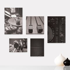 Kit 5 Placas Decorativas - Música Studio Gravação Casa Quarto Sala - 127ktpl5