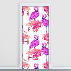 Adesivo Decorativo de Porta - Flamingos - 1280cnpt