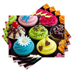Jogo Americano com 4 peças - Cupcakes - Doces - 1290Jo