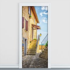 Adesivo Decorativo de Porta - Vilarejo - Rua - Itália - 129cnpt