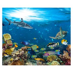 Papel de Parede Fundo do Mar Tartaruga Peixes Sala Painel Adesivo - 129pc na internet