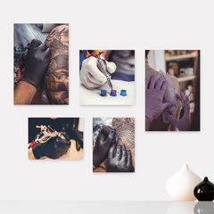 Kit 5 Placas Decorativas - Tatuagem Studio Tattoo Shop Casa Quarto Sala - 130ktpl5