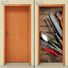 Adesivo Decorativo de Porta - Utensílios de Cozinha - 1329cnpt - comprar online
