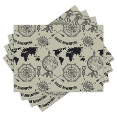 Jogo Americano com 4 peças - Mapa Mundi - Viagem - 1336Jo