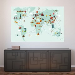 Painel Adesivo de Parede - Mapa Mundi - Mundo - 1338pn
