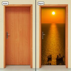 Adesivo Decorativo de Porta - Pôr do Sol - Mar - 133cnpt - comprar online