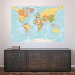 Painel Adesivo de Parede - Mapa Mundi - Mundo - 1340pn