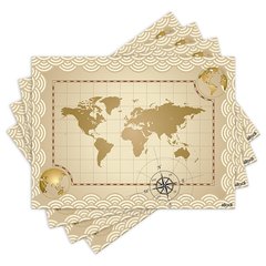 Jogo Americano com 4 peças - Mapa Mundi - Mundo - 1344Jo
