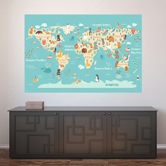 Painel Adesivo de Parede - Mapa Mundi - Mundo - 1344pn