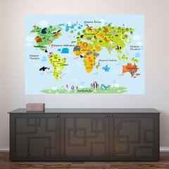 Painel Adesivo de Parede - Mapa Mundi - Mundo - 1349pn