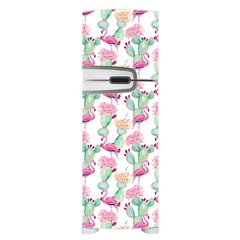 Adesivo Decorativo de Geladeira - Flamingos - Cactos - 134gel