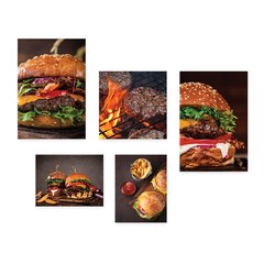 Kit 5 Placas Decorativas - Hamburguer Hamburgueria Cozinha Casa Quarto Sala - 134ktpl5 - comprar online