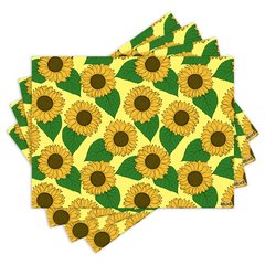 Jogo Americano com 4 peças - Flor - Flores - Girassol - 1360Jo