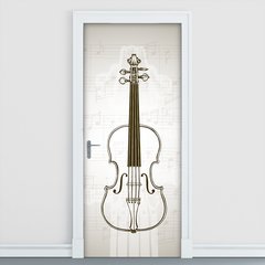 Adesivo Decorativo de Porta - Instrumento Musical - 1364cnpt