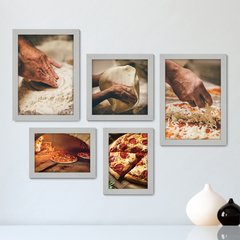 Kit Com 5 Quadros Decorativos - Pizza Pizzaria Cozinha Forno - 136kq01 - comprar online