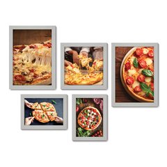 Kit Com 5 Quadros Decorativos - Pizza Pizzaria Cozinha - 137kq01 - Allodi