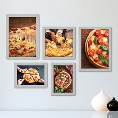 Kit Com 5 Quadros Decorativos - Pizza Pizzaria Cozinha - 137kq01 - comprar online