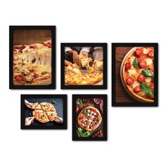 Kit Com 5 Quadros Decorativos - Pizza Pizzaria Cozinha - 137kq01 na internet