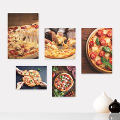 Kit 5 Placas Decorativas - Pizza Pizzaria Cozinha Casa Quarto Sala - 137ktpl5