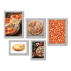 Kit Com 5 Quadros Decorativos - Pizza Pizzaria Cozinha - 138kq01 - Allodi