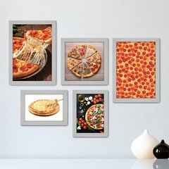 Kit Com 5 Quadros Decorativos - Pizza Pizzaria Cozinha - 138kq01 - comprar online