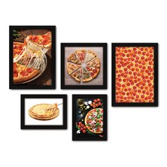 Kit Com 5 Quadros Decorativos - Pizza Pizzaria Cozinha - 138kq01 na internet