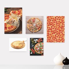 Kit 5 Placas Decorativas - Pizza Pizzaria Cozinha Casa Quarto Sala - 138ktpl5
