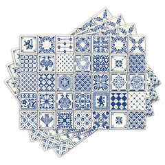 Jogo Americano com 4 peças - Azulejos - Abstrato - Geométrico - 1398Jo