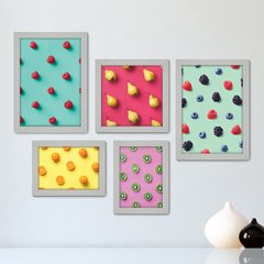 Kit Com 5 Quadros Decorativos - Frutas Colorido Cozinha - 139kq01 - comprar online