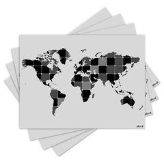 Jogo Americano com 4 peças - Mapa Mundi - Mundo - 1428Jo