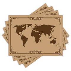 Jogo Americano com 4 peças - Mapa Mundi - Mundo - 1438Jo