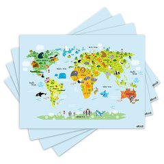 Jogo Americano com 4 peças - Mapa Mundi - Mundo - 1447Jo