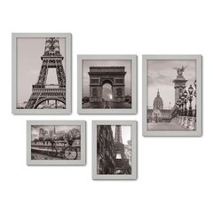 Kit Com 5 Quadros Decorativos - França Paris Mundo Torre - 145kq01 - Allodi