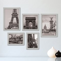 Kit Com 5 Quadros Decorativos - França Paris Mundo Torre - 145kq01 - comprar online