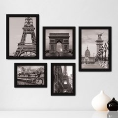 Kit Com 5 Quadros Decorativos - França Paris Mundo Torre - 145kq01