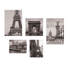 Kit 5 Placas Decorativas - França Paris Mundo Torre Casa Quarto Sala - 145ktpl5 - comprar online