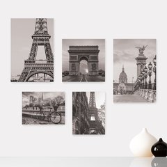 Kit 5 Placas Decorativas - França Paris Mundo Torre Casa Quarto Sala - 145ktpl5