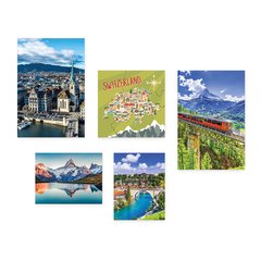 Kit 5 Placas Decorativas - Suíça Paisagem Mundo Mapa Casa Quarto Sala - 146ktpl5 - comprar online