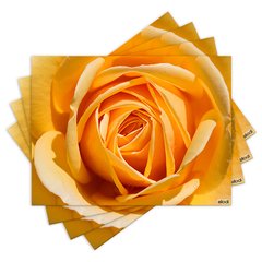 Jogo Americano com 4 peças - Flor - Rosa Amarela - 1487Jo