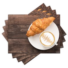 Jogo Americano com 4 peças - Café - Cafeteria - Croissant - 1504Jo