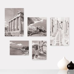 Kit 5 Placas Decorativas - Grécia Mar Mykonos Paisagem Casa Quarto Sala - 151ktpl5