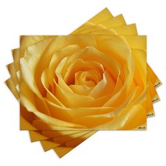 Jogo Americano com 4 peças - Flor - Rosa Amarela - 1529Jo