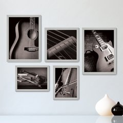 Kit Com 5 Quadros Decorativos - Instrumentos Musicais - Música - Escola de Música - Sala - 154kq01 - comprar online