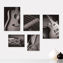 Kit 5 Placas Decorativas - Instrumentos Musicais - Música - Escola de Música - Sala Casa Quarto Sala - 154ktpl5