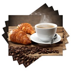 Jogo Americano com 4 peças - Café - Coffee - Croissant - 1555Jo