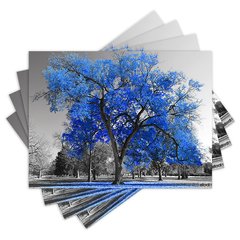 Jogo Americano com 4 peças - Árvore - Natureza - Paisagem - Flores - Azul - 1559Jo