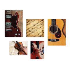 Kit 5 Placas Decorativas - Instrumentos Musicais - Música - Escola de Música - Sala Casa Quarto Sala - 155ktpl5 - comprar online