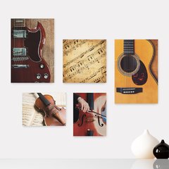 Kit 5 Placas Decorativas - Instrumentos Musicais - Música - Escola de Música - Sala Casa Quarto Sala - 155ktpl5
