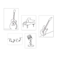 Kit 5 Placas Decorativas - Instrumentos Musicais - Música - Escola de Música - Sala Casa Quarto Sala - 156ktpl5 - comprar online