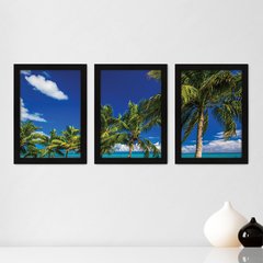 Kit Com 3 Quadros - Coqueiros Praia Paisagem - 157kq02p